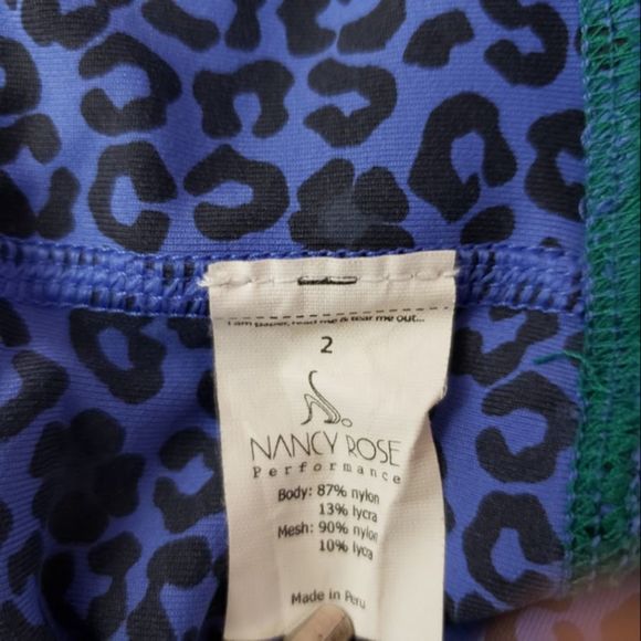 Nancy Rose Blue Leopard Print Athletic Leggings - Picture 5 of 7